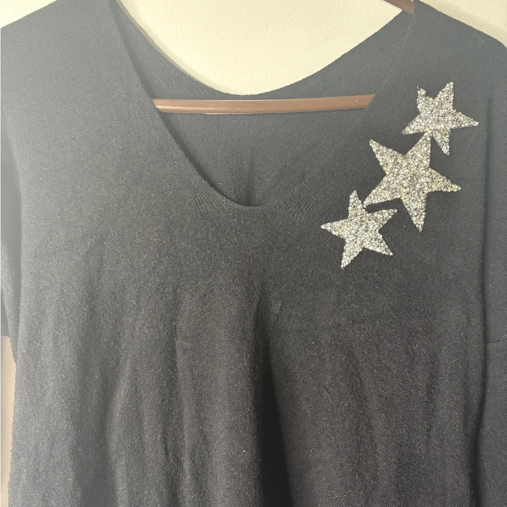 Black Sweater with Silver Star Accents